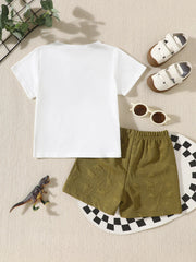 Summer Toddler Boy's 2 Piece Outfits Bamboo Fiber Short Sleeve T Shirt Dinosaur Shorts Set 1-8years Boy Daily Outdoor Outfits