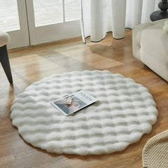 Plush Round Rug Winter Warm Faux Fur Carpets for Living Room Super Soft Fluffy