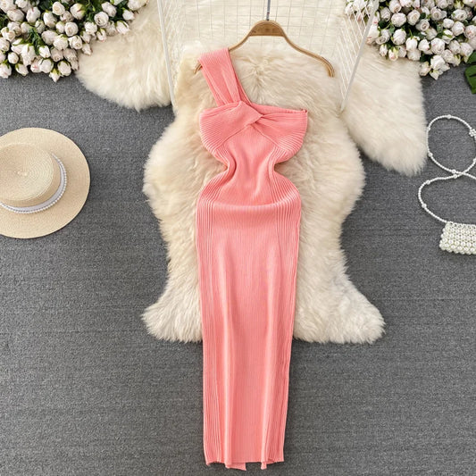 Formal attire Dresses: Sleeveless Knit Dress Slim High Waist Evening Party Dress