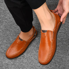 Leather Men Casual Shoes 2024 Summer Breathable Slip on Formal Loafers Men