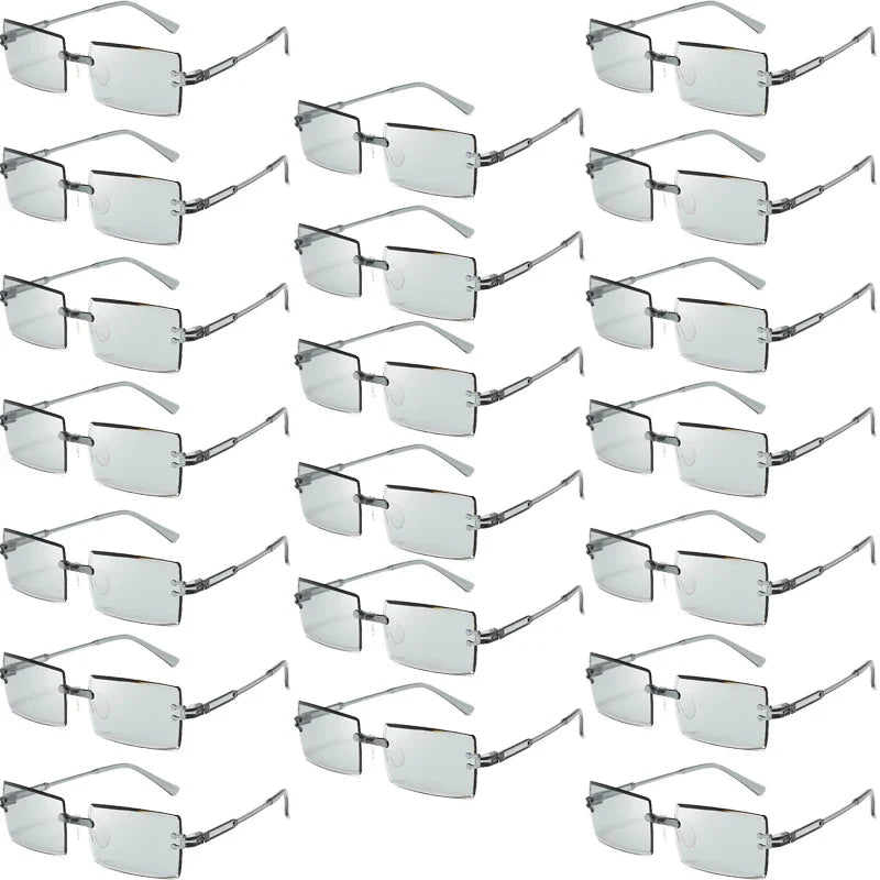 20 Pcs Per Set Rimless Rectangle Sunglasses Fashion Gradient Ocean Lenses Shades Ins Trendy Beach Vacation Sun Glasses