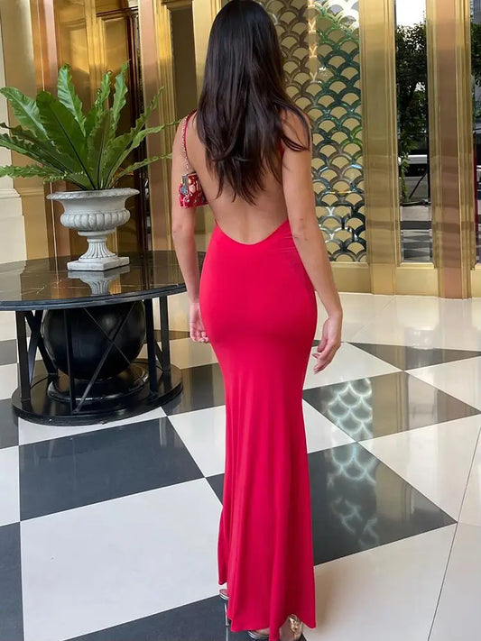 Draped Backless Sleeveless Slip Maxi Dress for Women Elegant Summer
