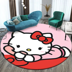 Sanrio Hello Kitty Cute Cartoon HD Printed Round Carpet,Balcony Bedroom Living Entrance