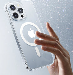 Magnetic Transparent Case For iPhone 15 14 13 Pro Max Case For Magsafe Wireless Charge Shockproof Cover Anti-fall