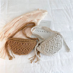 Bohemia Hand Woven Beach Bag With Tassels Cotton Crochet Hollow