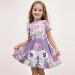 Children's Fashionable Girl Dress Cartoon Cute Kuromi 3D Printed Dress