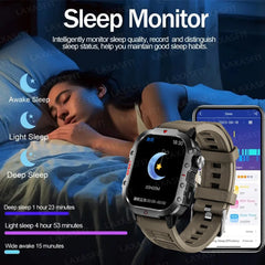 KESHUYOU Outdoor Sports Smart Watch 2.01 inch HD Screen LED Flashlight Bluetooth Talking Smart Watch for Men Women Holiday Gifts