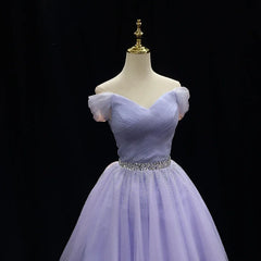 Homecoming Dresses: Evening Dress Purple Tulle Beading Pleat Off the Shoulder