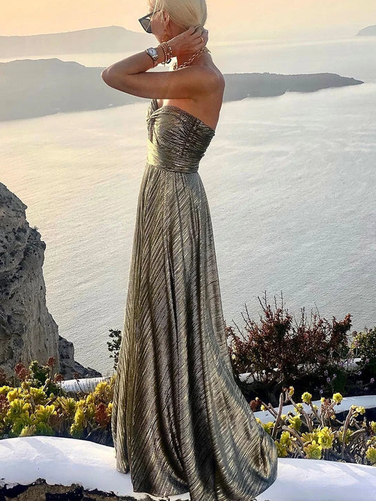 Formal attire Dresses: Long Dress Women Boho Elegant Bronzing Evening Dress