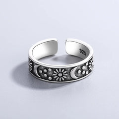 925 Sterling Silver Sun Moon Rings For Women Engagement Luxury Jewelry Vintage