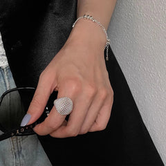 Silver Color Big Adjustable Ring for Women Fashion Jewelry Wedding Engagement