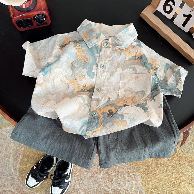 2Pcs/Sets New Summer Baby Boys Clothes Suit Children Cartoon Shirt Shorts Toddler Clothing Infant Casual Costume Kids Tracksuits