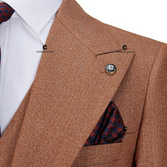 Tuxedo for Mens: Brown Suits For Men Tailor-Made Wedding Groom 3 Pieces