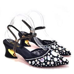 Matching Shoes and Bags: Lace Elegant High Heels Pointed-Toe Nigeria Ladies Shoes
