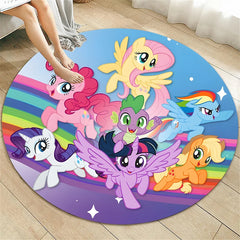 My Little Pony Printed Round Carpet for Living Room Rugs Camping Picnic Mats Flannel