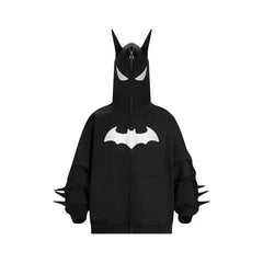 Y2K zip up hoodie Gothic Embroidery Bat anime hoodie Hip hop Men women oversized