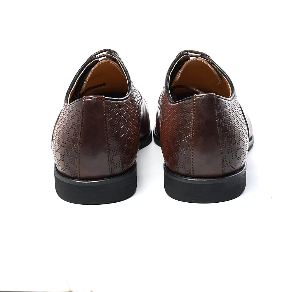 Classic Genuine Cow Leather Men's Dress Shoes Business Office Lace-up Cap Toe