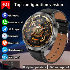 BOXUXING 1.85-inch Smart Watch Men Sport Waterproof Fitness Heart Rate Watches Compass GPS Track NFC Bluetooth Call Smartwatch