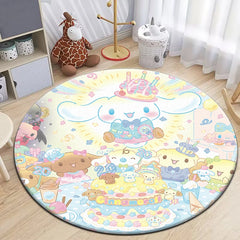 Cartoon HD Printed Round Carpet for Living Room Rugs Camping Picnic Mats