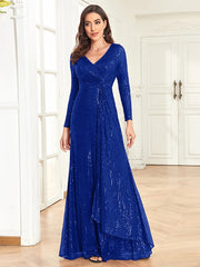 Homecoming Dresses: V-Neck Evening Dress Women Wedding Party Sequins