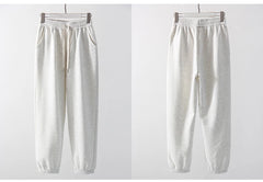 Sweatpants Women Winter Straight Leg Fleece Pants Elastic Waist Gray Velvet Trousers