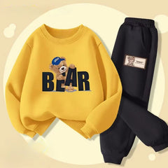 Autumn Baby Girls Clothes Set Children Boy Cartoon Bear Letter Printed Pullover Sweatshirts And Pants 2pcs Suit Kid Tracksuits