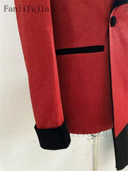 Prom Suits for Men: Red Glitter Suits Men Groom Wedding Tuxedo Double