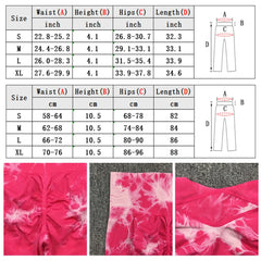 Seamless Tie Dye Bleach Sport Leggings Women Tummy Control Push Up Elastic Yoga Pants