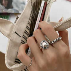 925 Sterling Silver Rings Couples Accessories INS Fashion Vintage Twist Design Round