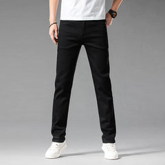 Classic Style Summer Men's Slim Fit White Jeans High Quality Business Fashion Cotton