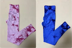Women Tie Dye Gym Leggings Seamless Yoga Pants Scrunch Sports Fitness Tights