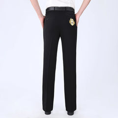 Men Business Thin Silk Pants 29-56 Male Big Size Formal Classic Black Breathable