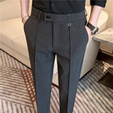 Dress Pants For Men Fashion Belt Design Stretch Waist Big Size Suit Pants Elegant Casual