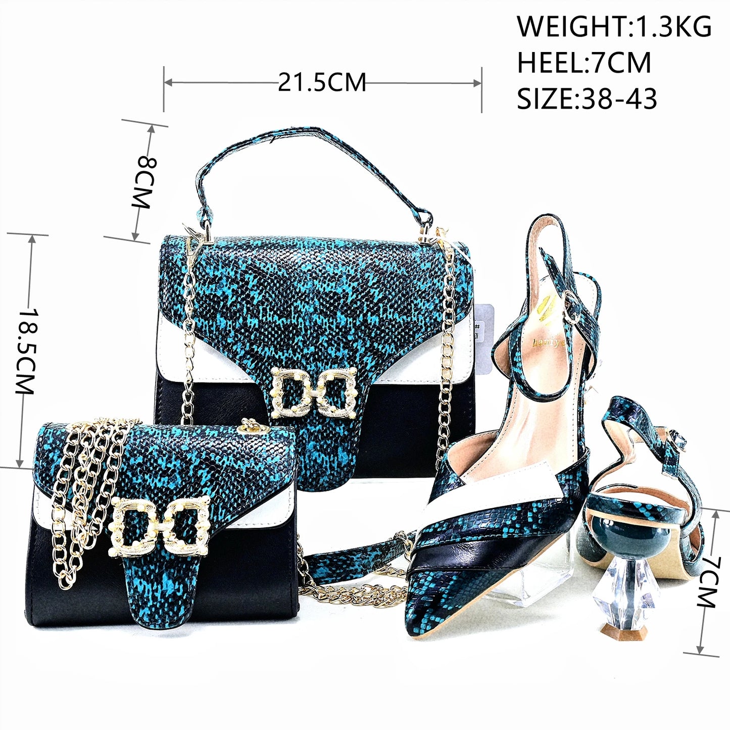 Matching Shoes and Bags: Wedding Shoes and Bag Set green Color Italian Shoes