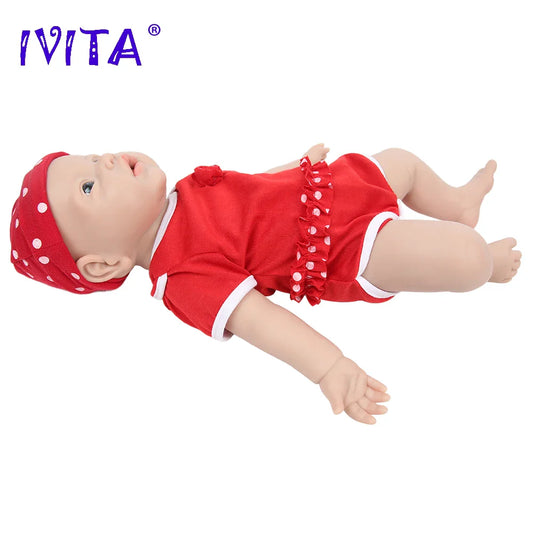 IVITA WG1526 43cm 2.69kg 100% Full Body Silicone Reborn Baby Girl Doll Realistic Soft Dolls DIY Blank Babe Children Toys