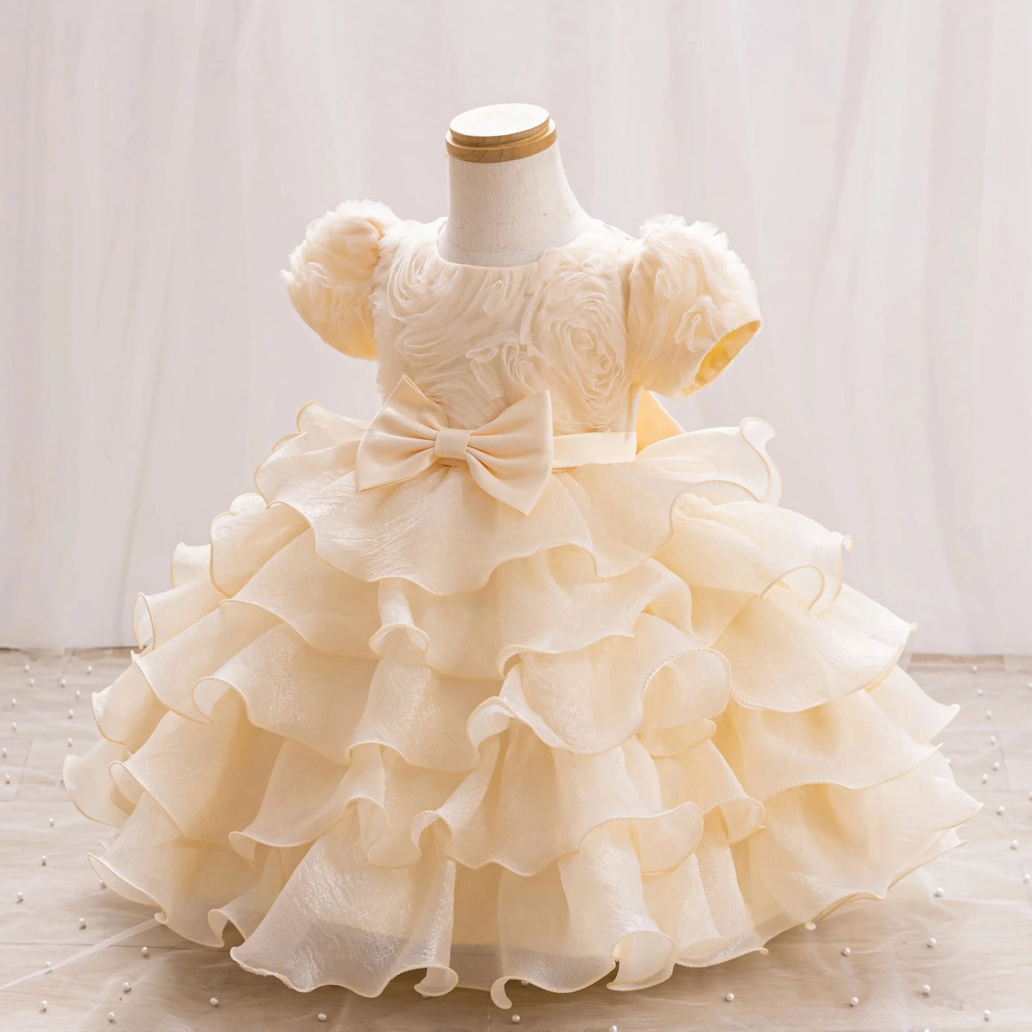 Baby Dress 2025 Spring/Summer on new three-dimensional floral soft yarn birthday party piano Performance Girl dress Elegant fluf