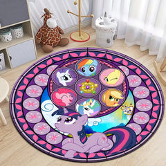 My Little Pony Printed Round Carpet for Living Room Rugs Camping Picnic Mats Flannel