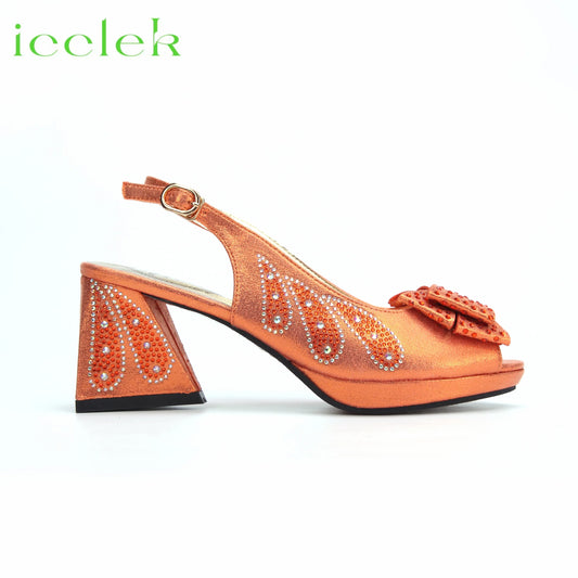 Matching Shoes and Bags: Peep Toe Butterfly Design Ladies Shoes Matching Bag Set