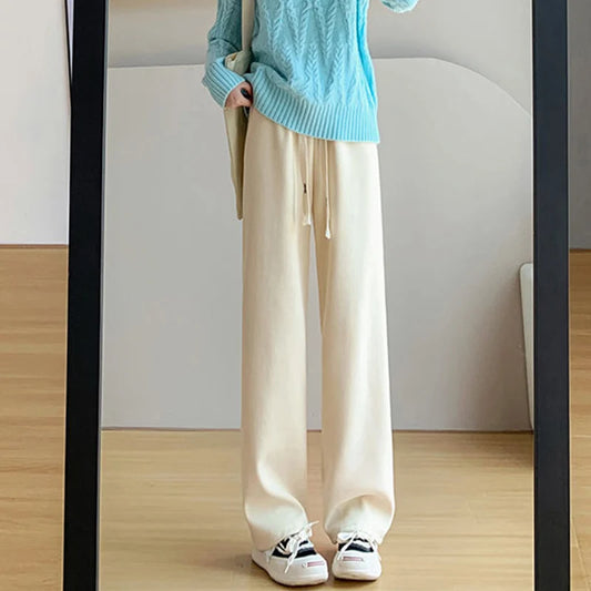 Casual Women Corduroy Long Pants Autumn Winter High Waist Wide Leg Pants