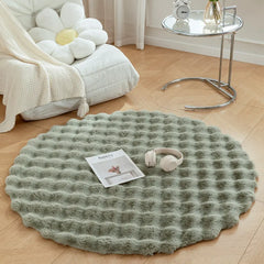 Faux Fur Round Carpets Luxury Bubble Shaped Plush Rugs for Bedroom Decor Non Slip