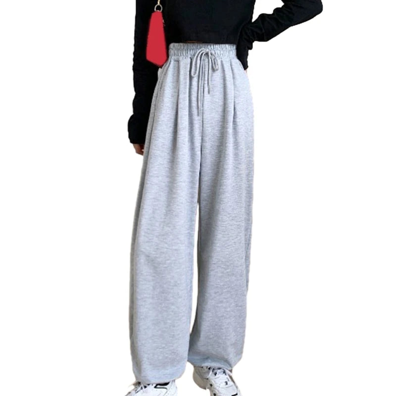 Women Casual Solid Color Baggy Loose Cinched Bottom Sweatpants Drawstring