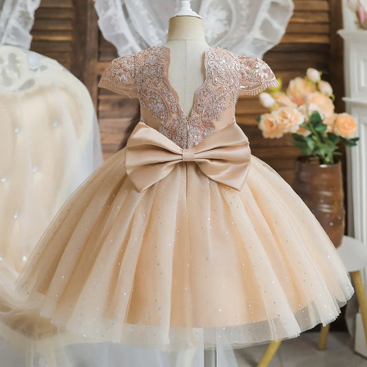 12M Baby Girl Baptism Princess Gown Infant One Year Birthday Party Clothes Eid Embroidery Sequin Flower Girl Wedding Dresses