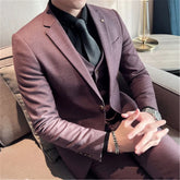 Beach Wedding Outfit Men: 3 Pieces Compete Sets (Jacket+Vest+Pants) Classic Plaid