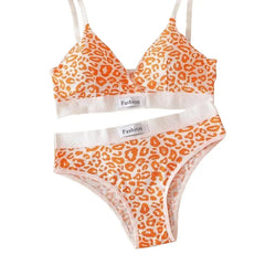 Women's Leopard Print Traceless and Steel Rim Bra Adjustable