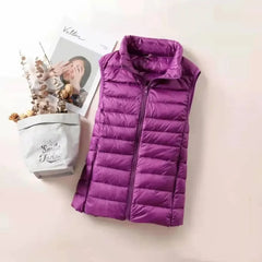 Down Jacket Women Sleeveless Ultra Light Down Vests Slim Jacket Girl Gilet Lightweight