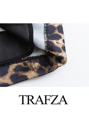 Elegant Leopard Print Sling Dress Casual Woman Fashion Party Backless Short Dresses