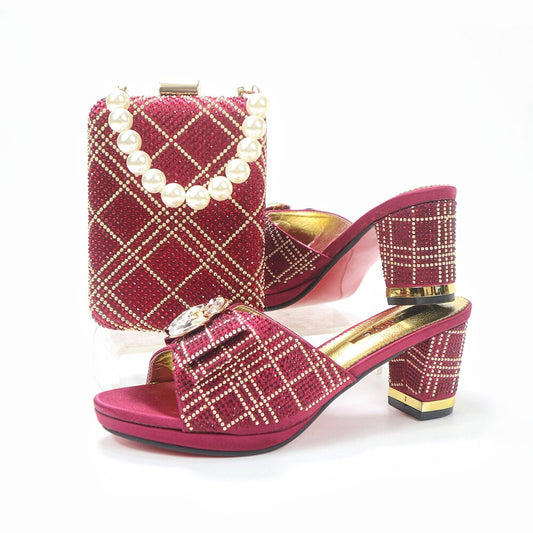 Matching Shoes and Bags: Wedding Shoes and Bag Set gold Color Italian Shoes