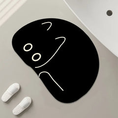 Diatomaceous Earth Bath Mat Thin Soft Bathroom Rug Cartoon Cat Diatom Mat Quick