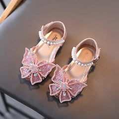 Girls Rhinestone Bow Sandals Summer Fashion Sequins Soft Girls Princess