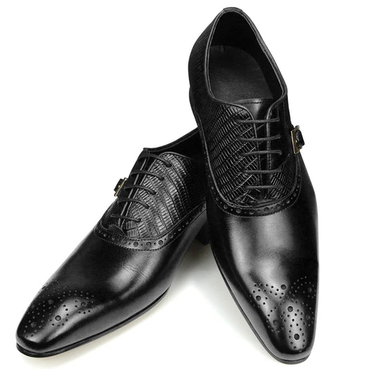 Deluxe Genuine Leather Brogue Shoes Formal Oxford Lace-up